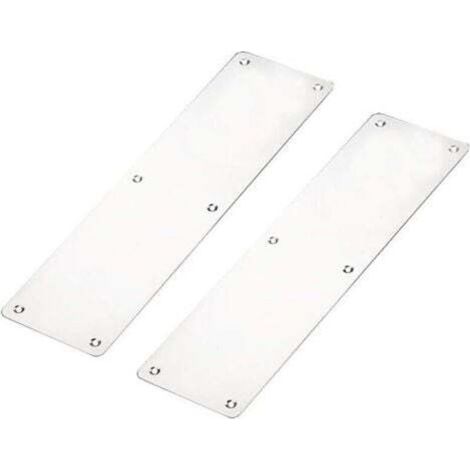 Placa de empuje para puerta, 2 placas de empuje para puerta ignífugas, placa protectora de acero inoxidable cepillado de 300 x 80 mm para la parte inferior de la puerta con tornillos, esquina cuadrada (1/5)