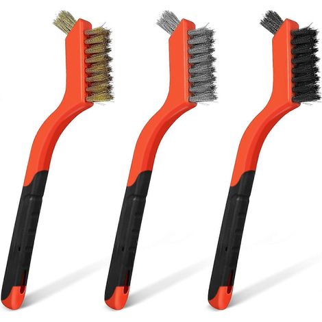 Lot de 3 mini brosses de nettoyage pour fils métalliques, brosse en laiton, mini brosse en acier inoxydable avec manche ergonomique (1/5)