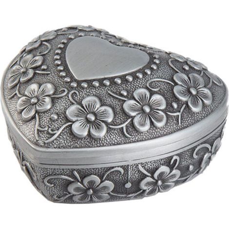 Boîte à bijoux coeur vintage - Petit organisateur de bague/boucle d'oreille/collier antique (1/5)