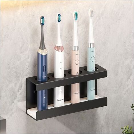 Porte-brosse à dents noir, 7,871,193,34 pouces, support mural pour brosse à dents électrique pour salle de bain, sans perçage. (1/5)