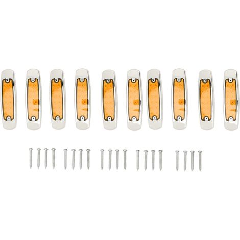 10er-Packung mit hochleistungsfähigen 12-LED-Seitenmarkierungsleuchten, Brems- und Rückleuchten, 12–24 V, für Lkw und Anhänger, gelbes Gehäuse, gelbes Licht (1/5)