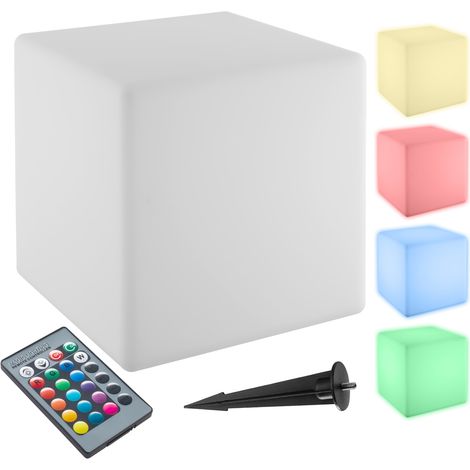Lampe cube avec ampoule LED et télécommande 12W 35cm blanc (1/5)