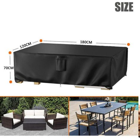 1 Housse de protection, imperméable Oxford 210D, anti-UV, pour meubles de jardin 180x120x74cm (1/3)