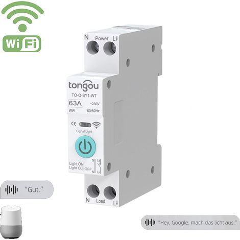 Interrupteur intelligent Wi-Fi 1P+N DIY - Disjoncteur 63ATUYA - Fonctions vocales et minuterie - Compatible avec les systèmes Android et iOS (1/5)