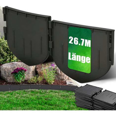 Bordure de Pelouse 26.7m I Bordure de Jardin en Plastique Extérieur Flexible, Anti-pli & résistant aux Intempéries I Jardin Bordure Plastique - Pose Extra-Profonde I Marteau Suffit, Pas de Tranchées (1/5)