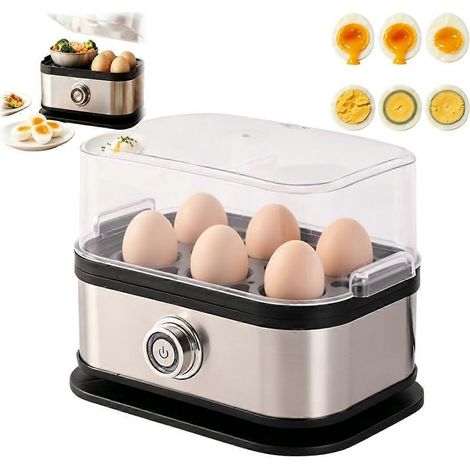 Cuiseur à œufs vapeur électrique compact acier inoxydable 304 couvercle transparent capacité 6 œufs : cuisson œufs durs pochage omelette version 2026 (1/5)