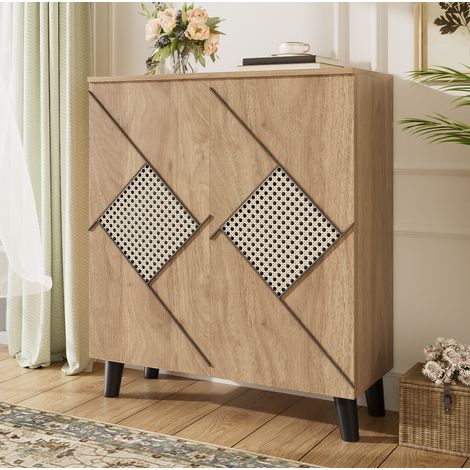 Mueble zapatero con puertas diseño ratán decorativo OKMYHOME (1/5)
