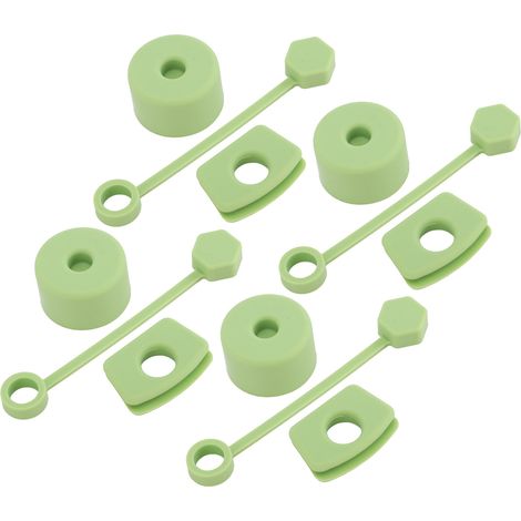 Set mit 4 Silikon-Auslaufschutzkappen für Becher, bestehend aus einer Strohhalmkappe, einer quadratischen Auslaufschutzkappe und einer runden Deckelkappe, in Grün. (1/5)