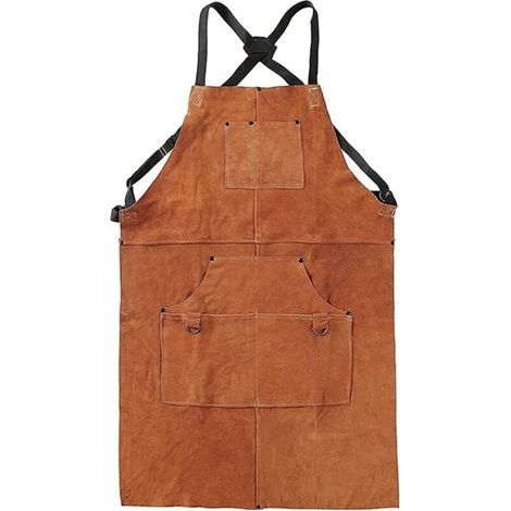 Tablier de travail du bois en toile cirée, Tablier d'atelier en cuir avec outils résistant et aux flammes, réglable M à XXL pour hommes et femmes (1/5)