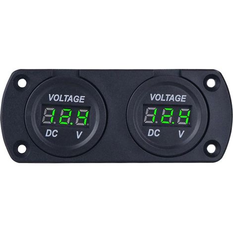 Kfz-Voltmeter mit LED-Doppeldigitalanzeige, 6–35 V, für 12/24-V-Systeme, Pkw, Lkw, SUV, Boote – Grün