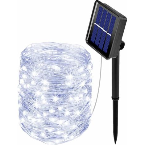 Luci solari da giardino per esterni, luce bianca fredda, 10 m, 100 LED (bianco freddo)