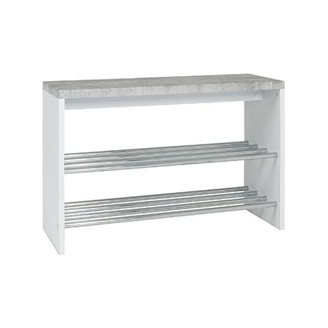 Banc à chaussures 81x30x55 cm effet béton et blanc