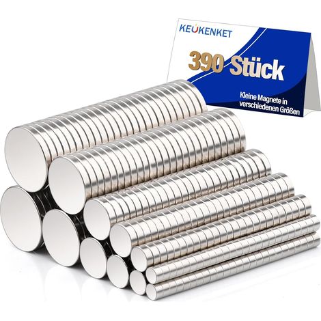 390 pièces mini puissants aimants ronds néodyme, 6 tailles différentes, pour tableau blanc et réfrigérateur de bureau (1/5)