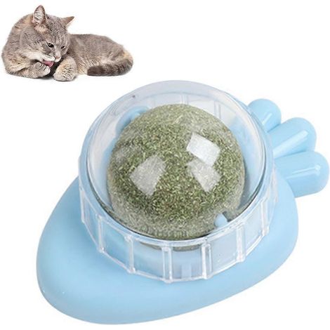 Balle à lécher rotative à 360° pour chats et chiens, jouet à mâcher, jouet de nettoyage des dents pour chats et chiens - Bleu (1/5)
