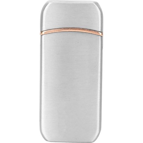 Briquet électrique pour extérieur, coupe-vent, sans flamme, rechargeable par port USB, couleur argent. (1/5)