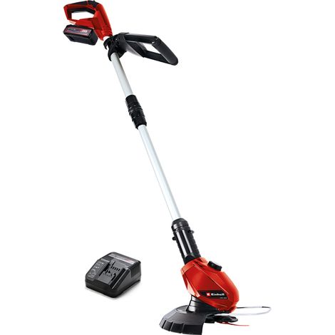 Einhell Akku-Rasentrimmer GE-CT 18 Li (1x 2,5 Ah) Power X-Change (18 V, Motorkopf drehbar + neigbar, Flowerguard, inkl. 20 Kunststoffmesser, inkl. 2,5 Ah Akku + Ladegerät)