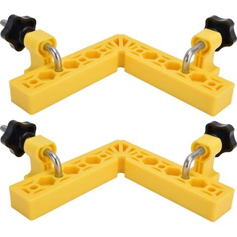 Pince d'angle de type L, outil de menuisier fixation précise équerre de positionnement à 90° pour cadres d'armoires pour l'assemblage de meubles(jaune) (1/5)
