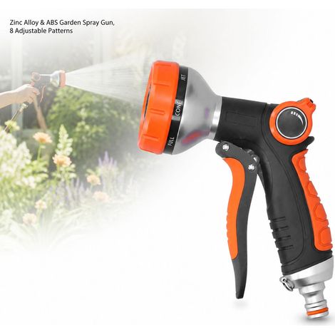 Toivize-Pistolet Arrosage - 8 Jets - Alliage de Zinc+ABS - Orange/Gris/Noir - Buse Jardin Lavage Voiture Ergonomique Étanche (1/4)