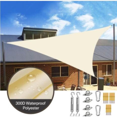 Vela de sombra Triangular de Color claro resistente al agua, vela de jardín de 4x4x5,7 m, toldo protector solar Anti-UV con accesorios (1/4)