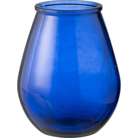 Vase décoratif en verre bleu forme œuf élégant - Bleu profond translucide (1/3)