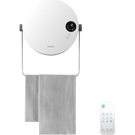 Porte-serviettes Chauffant Céramique Mural 2000 Round. 2000W, 2 Niveaux, LED, Touch Control, Télécommande, Minuterie, IP22, Design Élégant, Sécurité, Idéal Salles de Bain (1/5)
