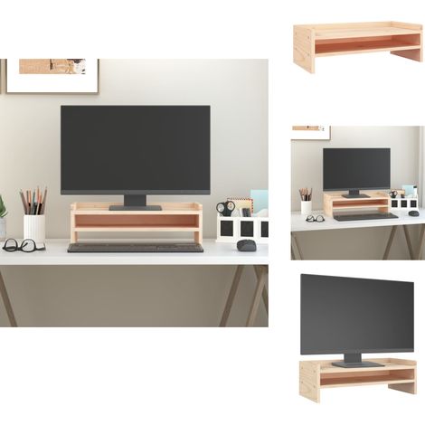 Support pour moniteur 50x24x16 cm Bois de pin solide - Support Ordinateur - Support Ecran - Support Monitor - Stand Pc - Meuble Informatique (1/5)