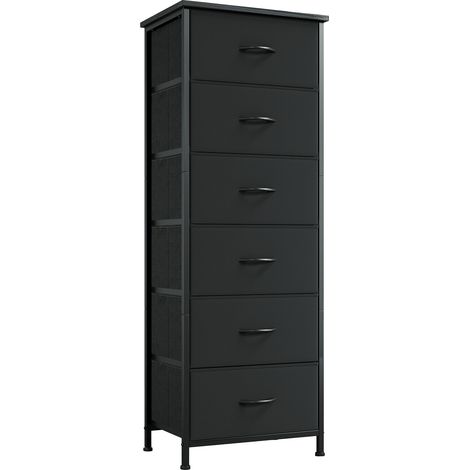 Somdot Commode Chambre pour Chambre à Coucher - 6 tiroir en Tissu - 30P x 42l x 115H - Noir