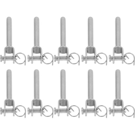 Lot de 10 connecteurs à fourche en acier inoxydable de 3 mm pour tige droite, accessoires pour câbles, verrou de traction (1/5)