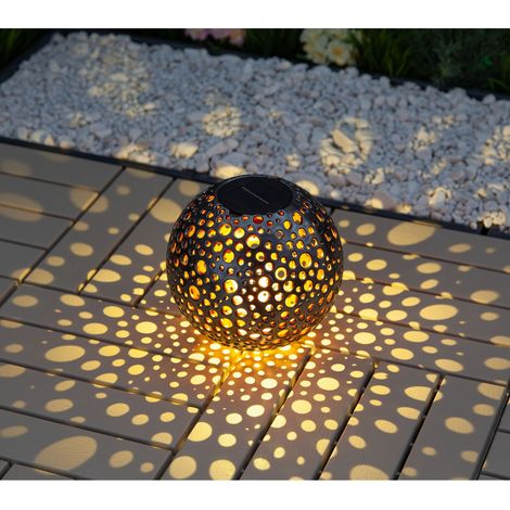 Solar Kugelleuchte Metalloptik 20cm Gartenleuchte Tischleuchte Gartendeko Gartenlampe Kugellampe Solarkugel Außenleuchte Outdoor