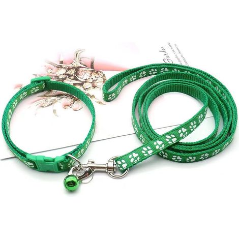 Collier pour chiot avec laisse, laisse souple en nylon réglable pour chiots et petits chiens, 1,2 m de long, vert foncé (1/5)