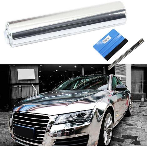 Auto Folie 50x150cm Silber, selbstklebend, blasenfrei, neu positionierbar (1/5)