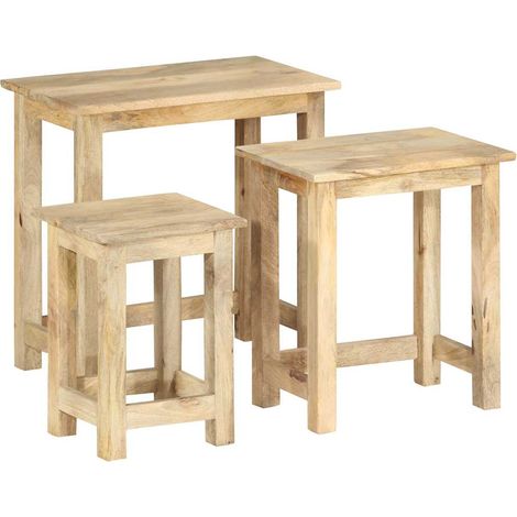 Tables gigognes 3 pcs-Table Basse-Table Salon Bois solide de manguier 935579 (1/5)