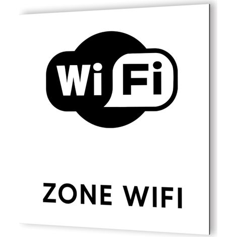 Pictogramme Borne Wifi - Panneau signalétique Dibond blanc - Picto noir - 20x20 cm, 3 mm épaisseur, fixation multiple (1/5)