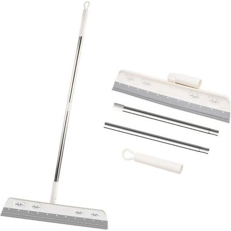 Tappeto grigio silicone, raschietto staccabile acqua, pennello schiuma per la pulizia l'acqua, una scopa raschietto per pavimenti, doccia in vetro e con manico telescopico in gomma (1/5)