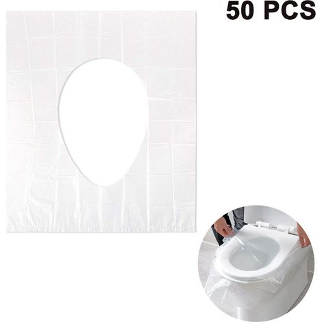 Couvre-siège De Toilette Jetable - 40 x 48 cm - Film Pe - Transparent - Pour Adultes Et Enfants - 50 Pièces (1/5)