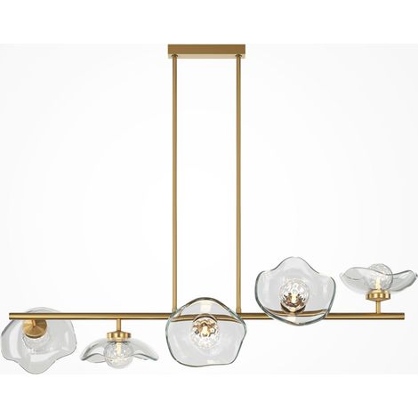 Maytoni Miracle Lampadario moderno a sospensione da soffitto in ottone con paralume in vetro 5xG9 (1/4)