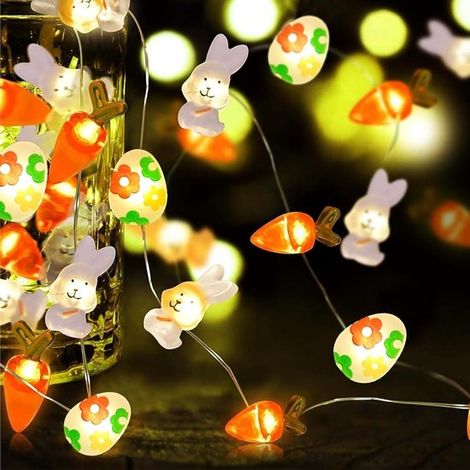 Guirlande lumineuse LED - Guirlande de fête - Guirlande lumineuse - Cordon lumineux - Décoration de Pâques - Guirlande lumineuse à piles - 3 mètres - 30 LED - PVC - Lumière blanc chaud (1/5)
