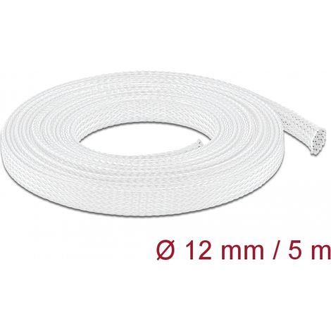 Delock Funda trenzada estirable 5 m x 12 mm, color blanco