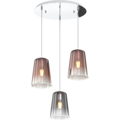 Sospensione Contemp. Rosone Tondo Shaded Metallo Cromo Vetro Rame E Cromo 3 Luci (1/3)