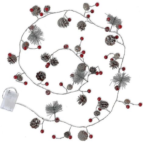 Weihnachtsgirlande mit Tannenzapfen, LED-Lichterkette, Außendekoration, Weihnachtsbaum-Partydekoration (1/3)