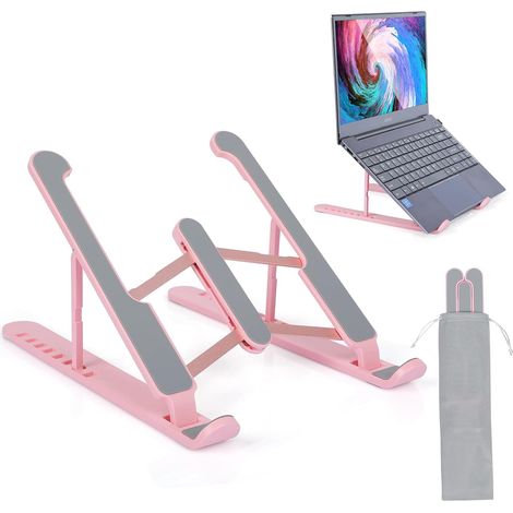 Support pour ordinateur portable, support antidérapant, rehausseur portable, hauteur réglable sur 8 niveaux, compatible avec MacBook, HP, Dell, Lenovo et tous les ordinateurs portables de 10 à 15,6 po (1/2)