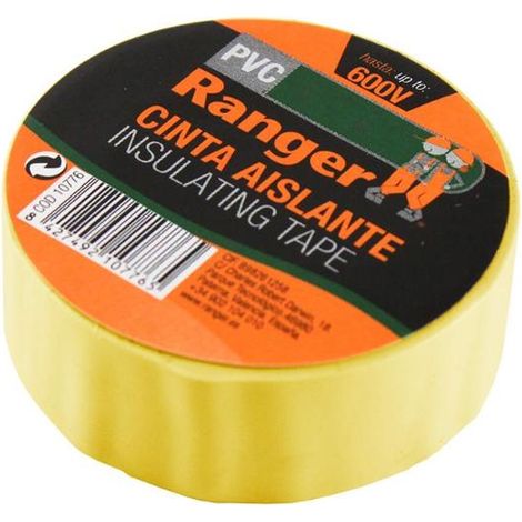 RANGER cinta aislante 10x19 amarilla , Cinta adhesiva aislante.
- Adhesivo extrafuerte resistente.
- Color amarillo.
- Medida: 19 mm x 10 mm.
