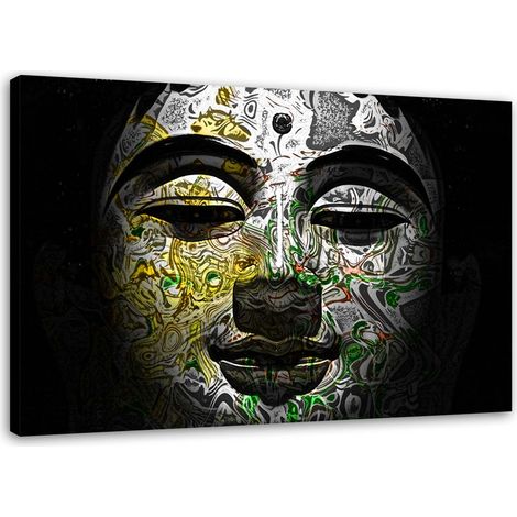 Tableau sur toile Abstrait Peinture Bouddha Visage 60x40 (1/5)
