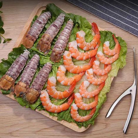 Pince à déveiner les crevettes en acier inoxydable, un outil de cuisine ménager pour retirer les veines des crevettes, un éplucheur de crevettes et un outil pour ouvrir le dos des crevettes. (1/5)