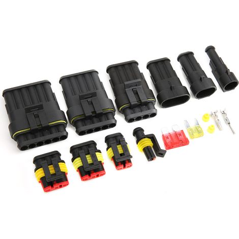 Ensemble de 240 connecteurs électriques étanches pour voiture (1/2/3/4/5/6 broches) avec bornes et fusible (1/5)