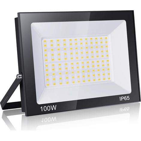 Projecteur LED Extérieur 100W, 10000LM, 3000K Blanc Chaud, IP65 Etanche, Eclairage de Sécurité Pour Terrasse, Garage, Patio, Jardin (1/5)