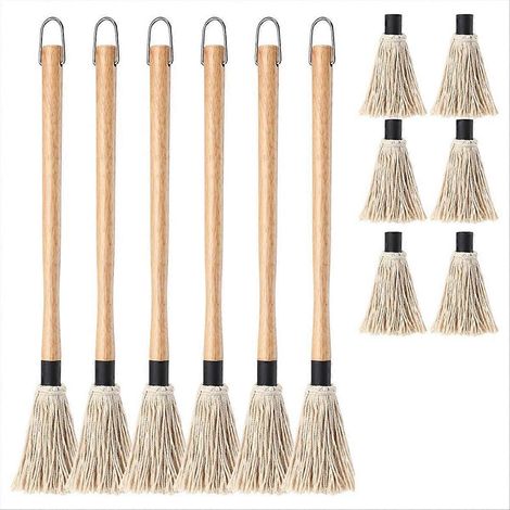 Balai à franges avec 6 têtes de rechange supplémentaires, brosse pour badigeonner la sauce barbecue (1/5)