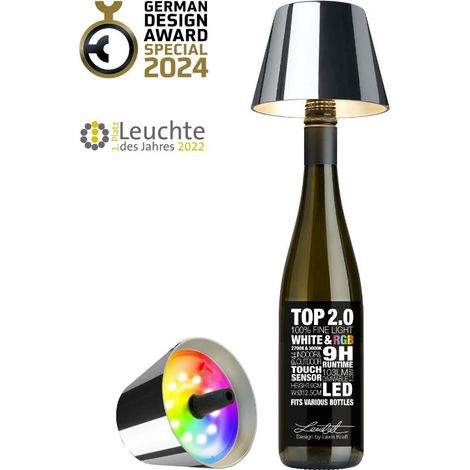 Sompex Top 2.0, lampada per bottiglie ricaricabile cromato