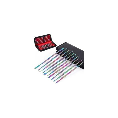 Lot de 10 outils de sculpture de cire à double extrémité en acier inoxydable avec étui de transport pour sculpter, détailler, sculpture de poterie (1/5)