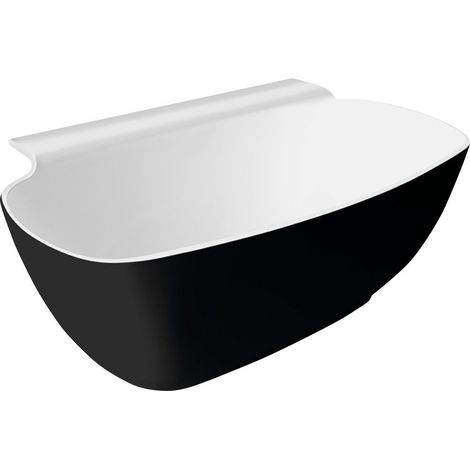 NIGRA Cast Marble Freestanding Bath 158x80x45cm, Noir/Blanc (1/5)